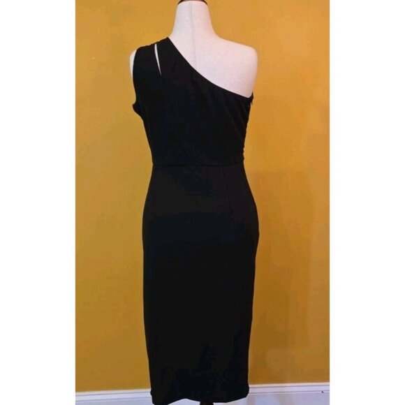 PRETTY GARDEN One Shoulder Black Sleeveless Cutout Party Midi Dress Large NWT - Picture 3 of 10